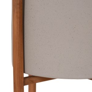 Саксия Rentil HM4684.03S фиброцимент в сив цвят - основа от тик Φ27X56HCM