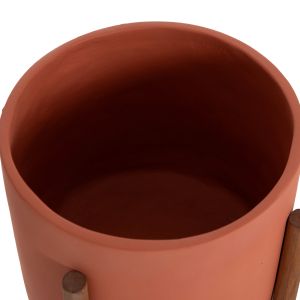Саксия Rentil HM4684.08L фиброцимент в цвят теракота - основа от тик Φ27X66HCM