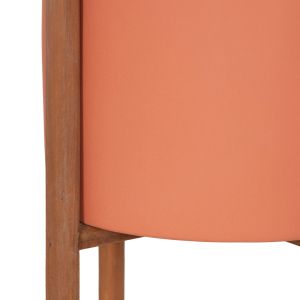Саксия Rentil HM4684.08L фиброцимент в цвят теракота - основа от тик Φ27X66HCM