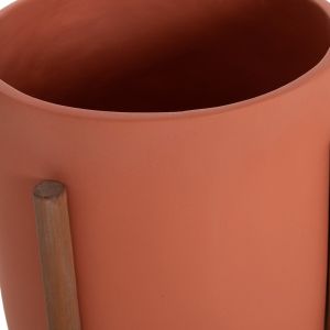 Саксия Rentil HM4684.08L фиброцимент в цвят теракота - основа от тик Φ27X66HCM