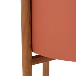 Саксия Rentil HM4684.08S фиброцимент в цвят теракота - основа от тик Φ27X56HCM