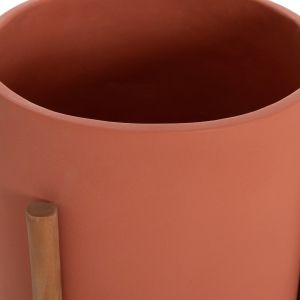 Саксия Rentil HM4684.08S фиброцимент в цвят теракота - основа от тик Φ27X56HCM