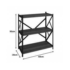 Freestanding shelf Althea, walnut with black metal, 60x30x90 cm
