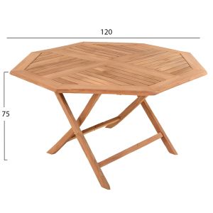 Folding table for outdoor dining furniture Karlin HM6618 teak wood - natural color 120X120X75 cm.