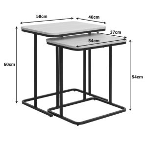 Set of 2 Dunest side tables in natural shade - black metal legs 54x40x60cm