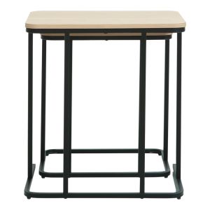 Set of 2 Dunest side tables in natural shade - black metal legs 54x40x60cm