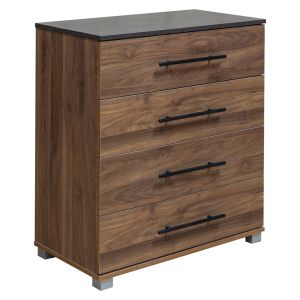 Chest of drawers with 4 drawers Carys HM745.11 melamine in walnut/wenge color 75.5X40X83 cm.