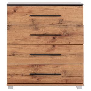 Chest of drawers with 4 drawers Carys HM745.12 melamine in natural/gray color 75X40X83 cm.