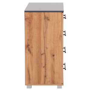 Chest of drawers with 4 drawers Carys HM745.12 melamine in natural/gray color 75X40X83 cm.