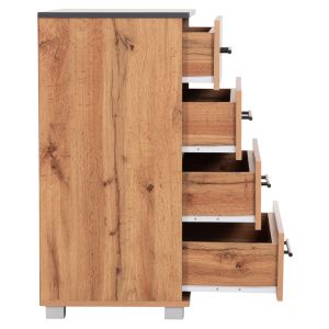 Chest of drawers with 4 drawers Carys HM745.12 melamine in natural/gray color 75X40X83 cm.