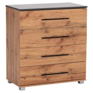 Chest of drawers with 4 drawers Carys HM745.12 melamine in natural/gray color 75X40X83 cm.