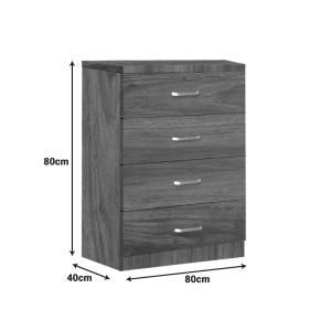 Chest of 4 drawers, Killian walnut, 80x40x80 cm