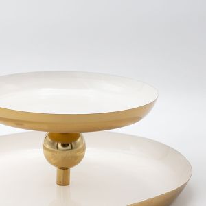 2-tier service stand, metal, white-gold, 25X25X10CM