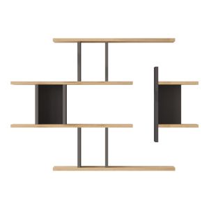 Wall shelf Ledia oak with anthracite color 110.6x14.5x78cm