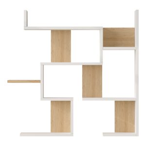 Wall shelf Maze white with oak color 93.3x14.5x90cm