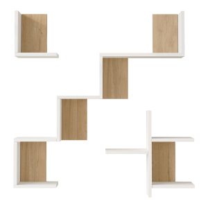 Wall shelf Verso white with oak color 99.4x14.5x103cm