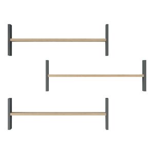 Wall shelf Mento oak with anthracite color 75.6x14.5x23.6cm