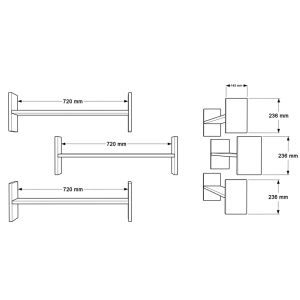 Wall shelf Mento oak with anthracite color 75.6x14.5x23.6cm