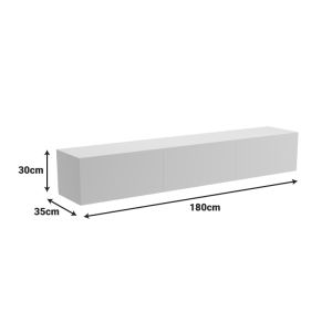 Wall-mounted TV cabinet with LED Rival white 180x35x30cm