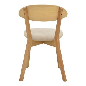 Стол Canon от каучуково дърво в естествен цвят със сиво-бежов плат 43x43x79.5см