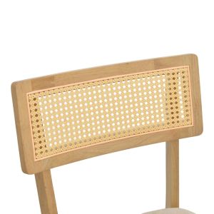 Стол Raffles от каучуково дърво с полиратан и сиво-бежов плат 47x48x83.5 см