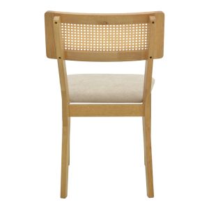 Стол Raffles от каучуково дърво с полиратан и сиво-бежов плат 47x48x83.5 см