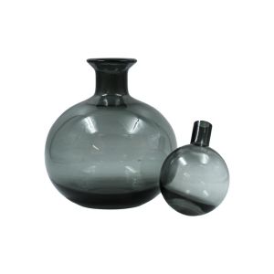 Стъклена декоративна гарафа FL1828 прозрачно сив цвят 17X27СМ