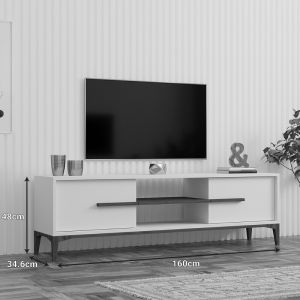 TV cabinet Eslem white with walnut color 160x34.6x45cm