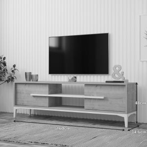 TV cabinet Eslem in natural white color 160x34.6x45cm