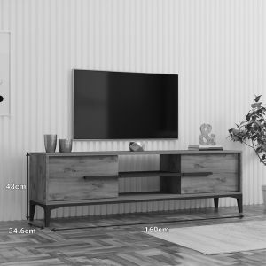 TV cabinet Eslem oak with anthracite color 160x34.6x45cm