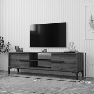 TV cabinet Eslem walnut with anthracite color 160x34.6x45cm