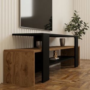 Lenour TV cabinet in Sonoma color with black color 150x35x45cm