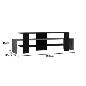 Lenour TV cabinet in Sonoma color with black color 150x35x45cm