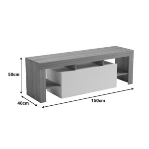 Liner TV cabinet, Sonoma-white color, 150x40x50 cm