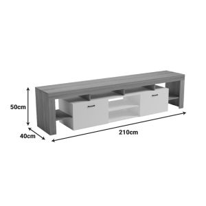 Liner TV cabinet, Sonoma-white color, 210x40x50 cm
