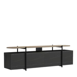 Medousa Sonoma TV cabinet with black marble finish 160x35.5x50cm