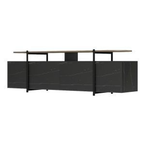 Medousa Sonoma TV cabinet with black marble finish 160x35.5x50cm