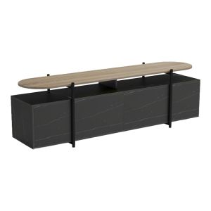 Medousa Sonoma TV cabinet with black marble finish 160x35.5x50cm