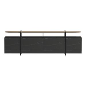 Medousa Sonoma TV cabinet with black marble finish 160x35.5x50cm