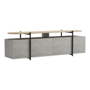 TV cabinet Medousa sonoma with gray-beige marble finish 160x35.5x50cm