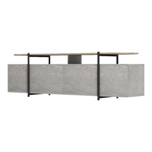 TV cabinet Medousa sonoma with gray-beige marble finish 160x35.5x50cm