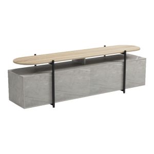 TV cabinet Medousa sonoma with gray-beige marble finish 160x35.5x50cm