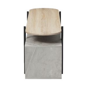 TV cabinet Medousa sonoma with gray-beige marble finish 160x35.5x50cm