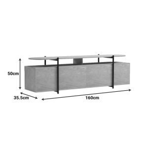 TV cabinet Medousa sonoma with gray-beige marble finish 160x35.5x50cm