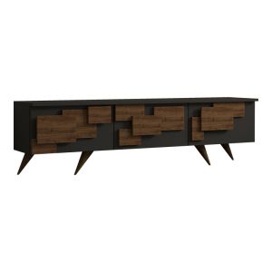 TV cabinet Trida walnut with anthracite color 160x35x45cm
