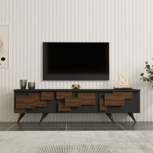 TV cabinet Trida walnut with anthracite color 160x35x45cm