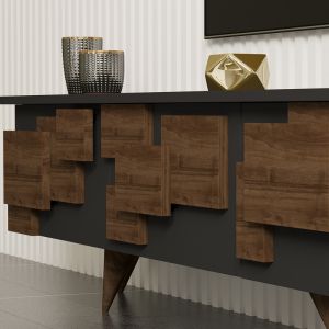 TV cabinet Trida walnut with anthracite color 160x35x45cm