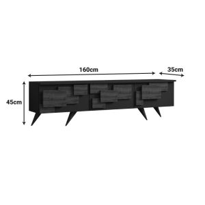 TV cabinet Trida walnut with anthracite color 160x35x45cm