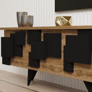 TV cabinet Trida, black oak, 160x35x45cm