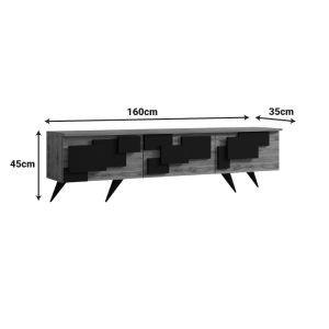 TV cabinet Trida, black oak, 160x35x45cm